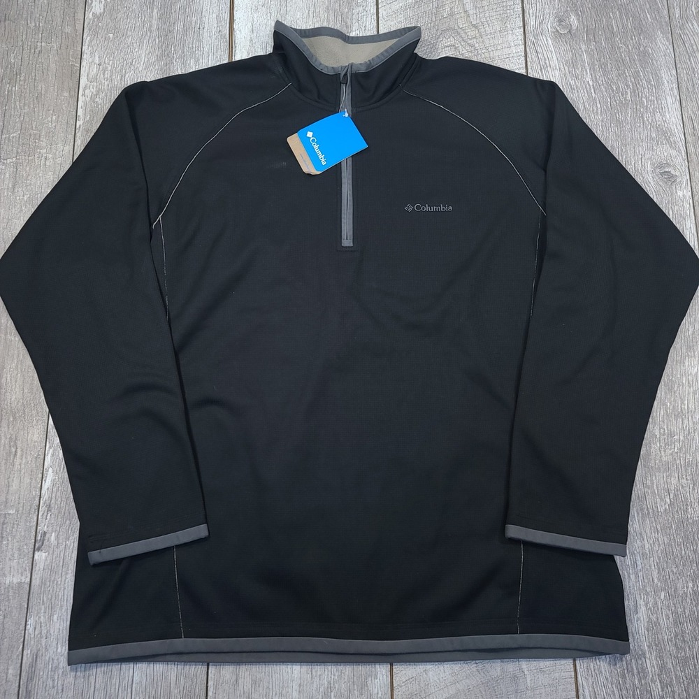 Columbia Off Way 1/4 Zip Fleece Mens Size XL Black Pullover Sweater Jacket